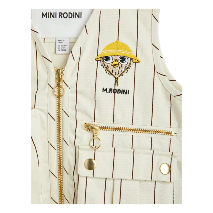 Mini Rodini Veste Sans-Manches Chouette Coton Bio | Ecru