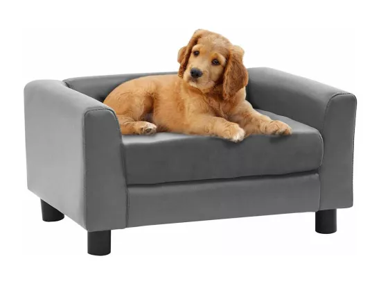 Canapé pour chien Gris 60x43x30 cm Peluche et similicuir