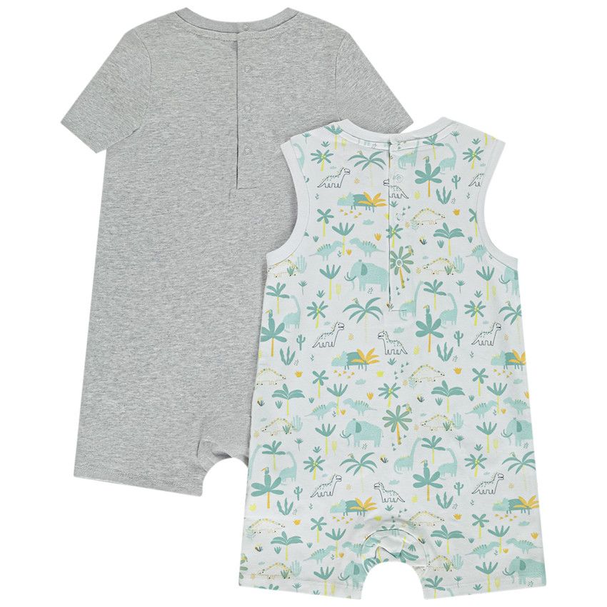 Lot de 2 combishorts motifs dinos pour bébé garçon - Blanc