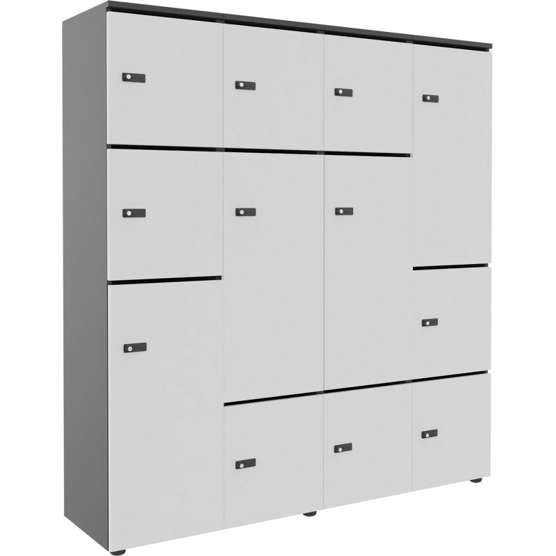Casier de rangement de bureau Flexycaz 12 cases- 8 portes individuelles + 4 doubles  - L 160 x P 42 x H 173,5 cm + clé pass