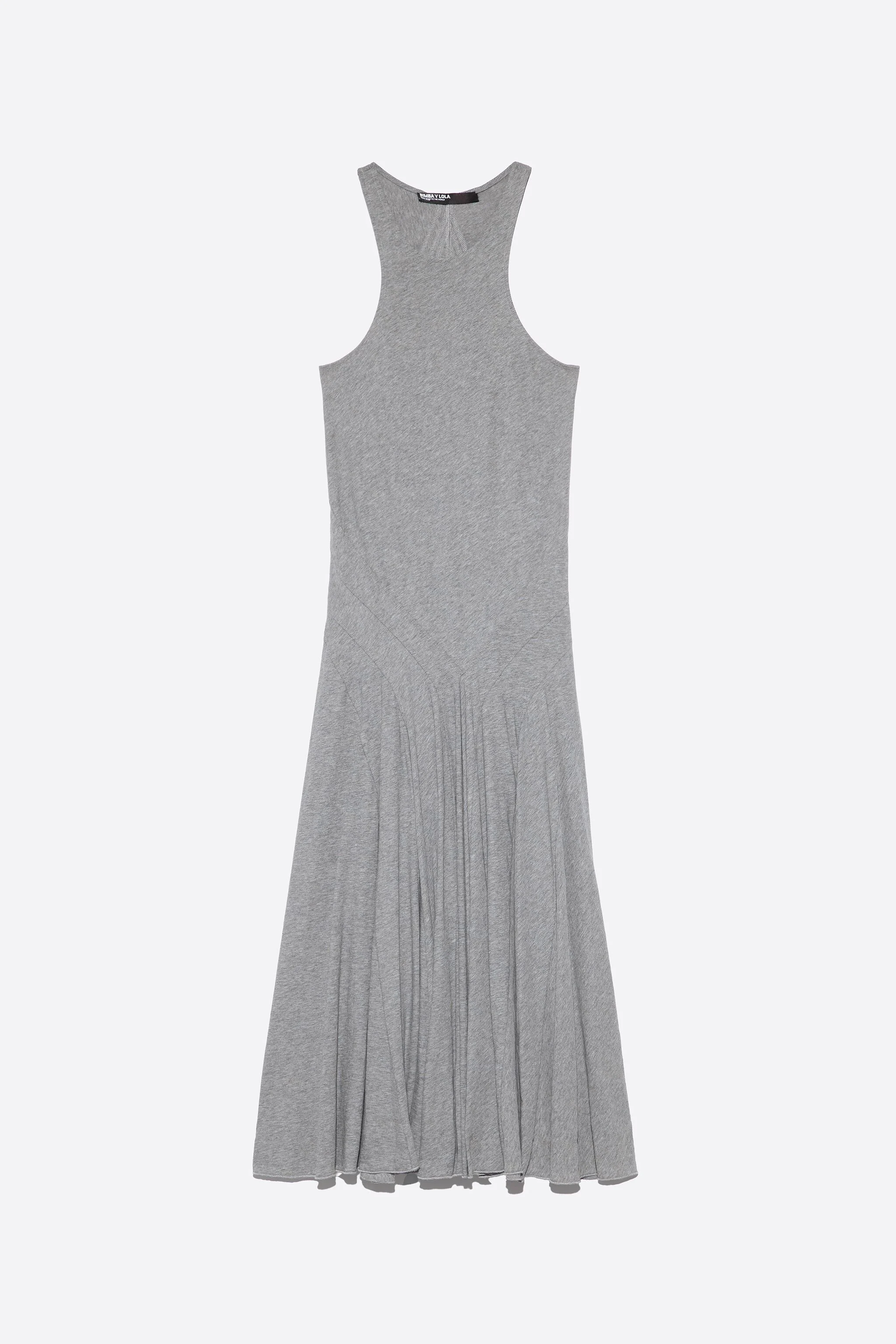 Vestido midi sem mangas em tom cinza mesclado