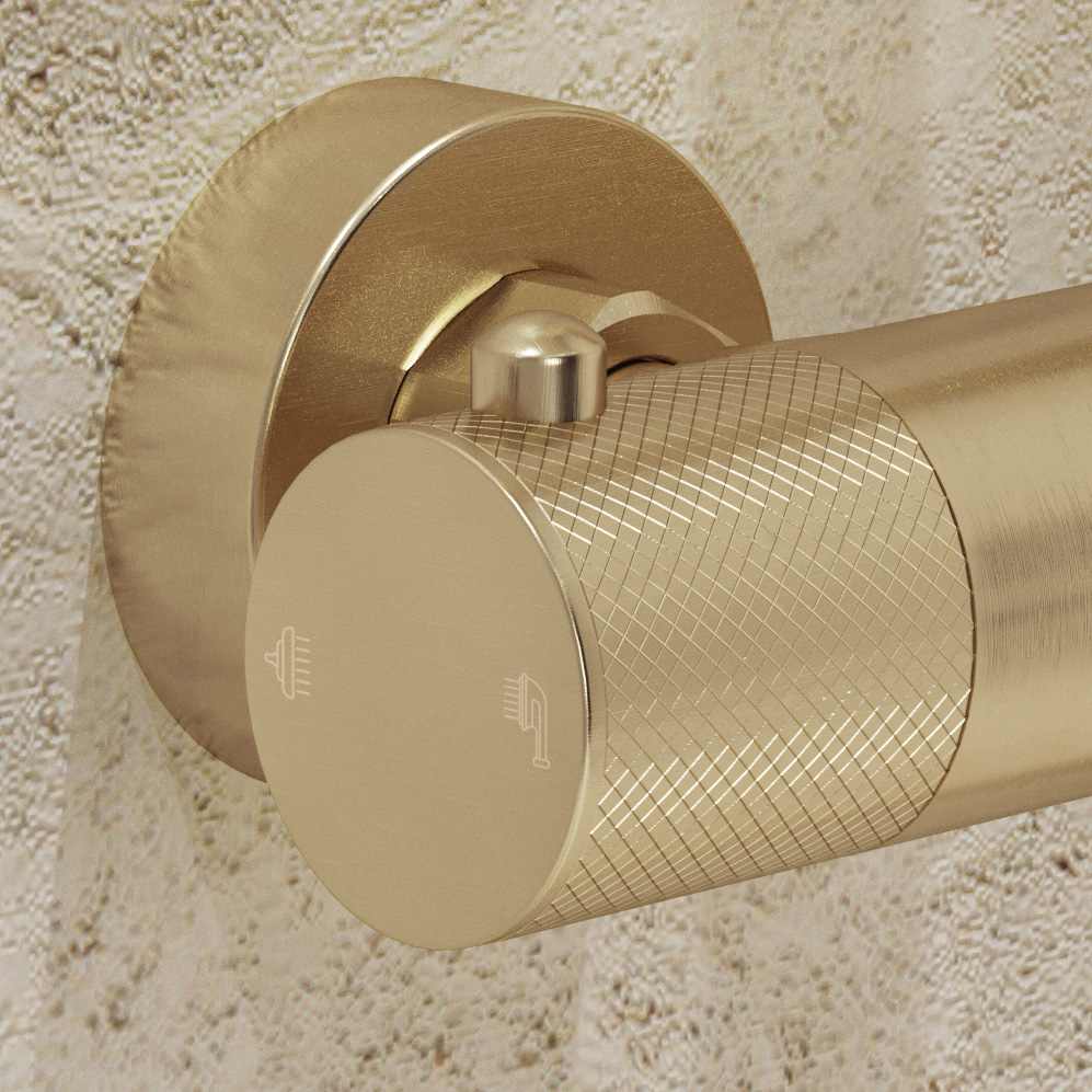 Saniclear Vision Curved opbouw regendouche met 20x30cm hoofddouche geborsteld messing - mat goud