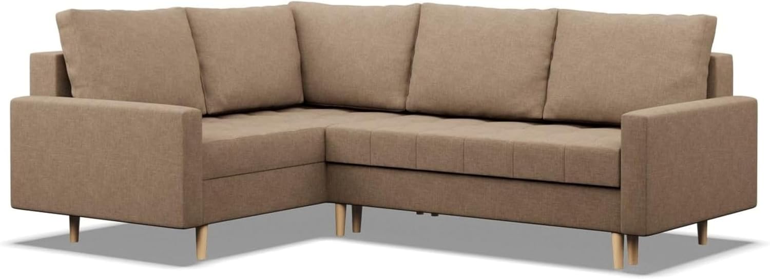 Mebligo - Ecksofa mit Schlaffunktion und Bettkasten Elma, Eckcouch mit Ottomane Links, Sofa L Form (BxTxH) 223 x 172 x 88 cm, Couch Wohnzimmer, Ecke Sofa, Braun (Lux 2)