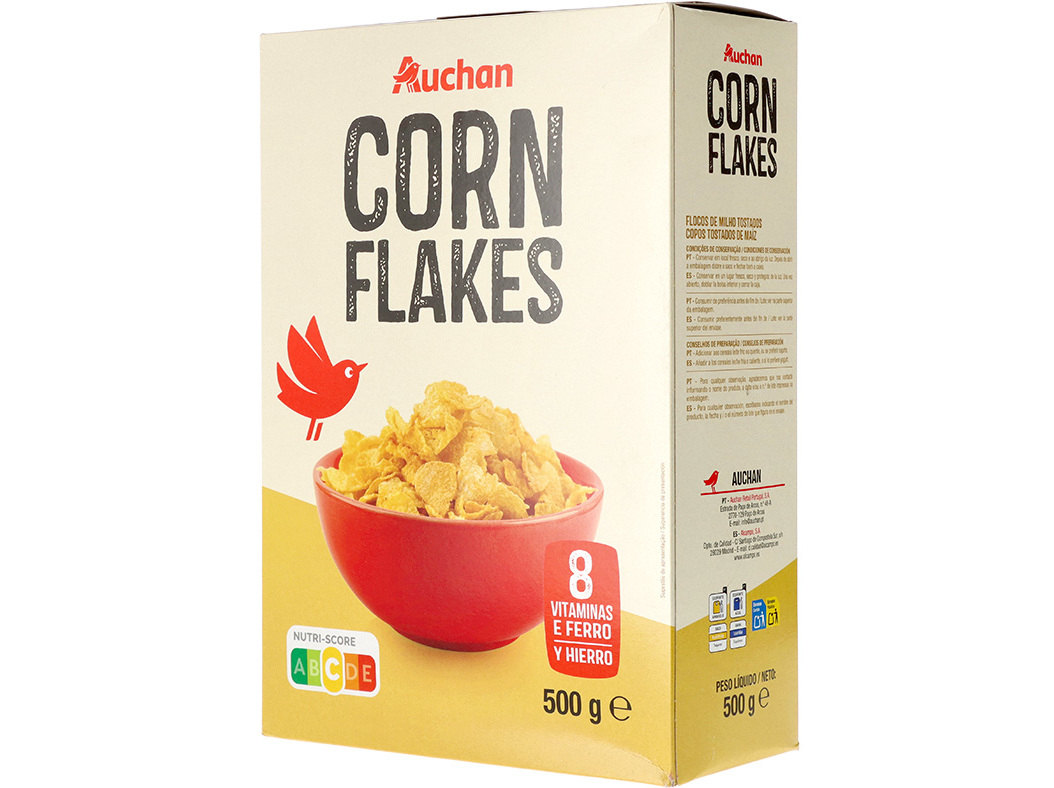 CEREAIS AUCHAN CORN FLAKES FLOCOS DE MILHO 500G