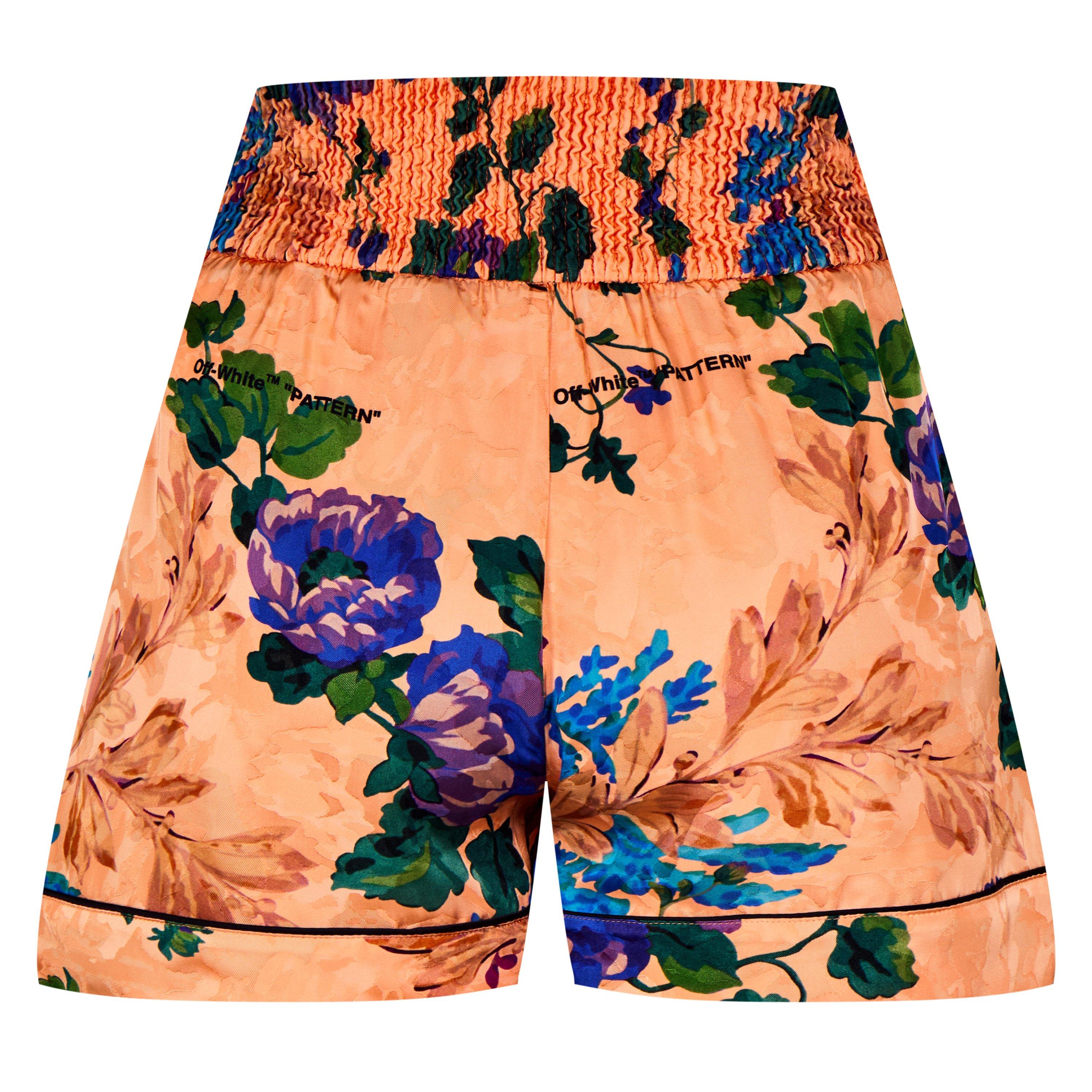 Off White Satin Logo Patch Shorts