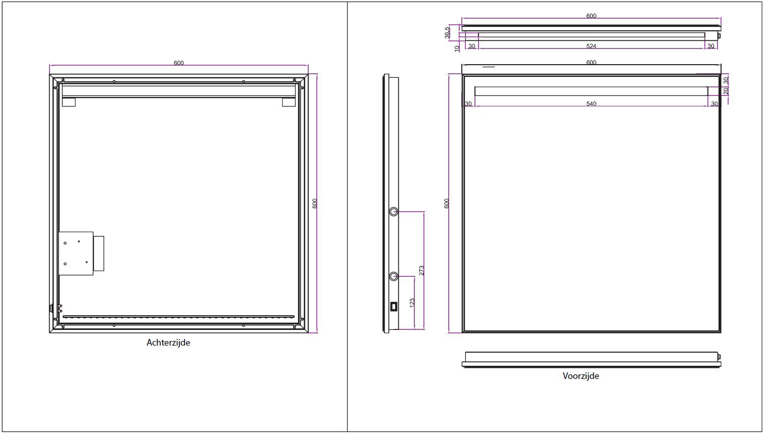Mueller Ambi LED 60x60cm spiegel inclusief spiegelverwarming