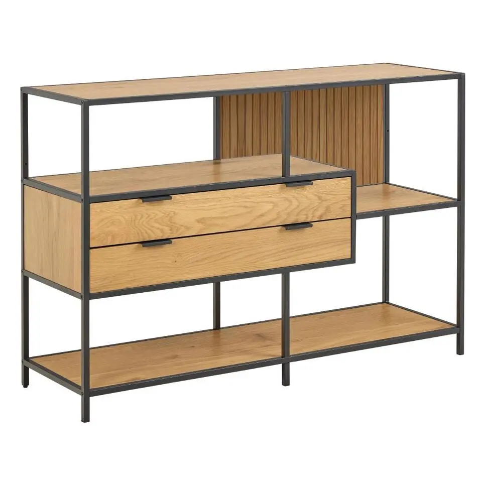 Hioshop Sea wandkast 2 lades 3 planken natuur