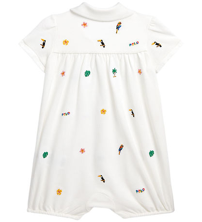 Polo Ralph Lauren Sommerstrampler - Weiß m. Strickerei