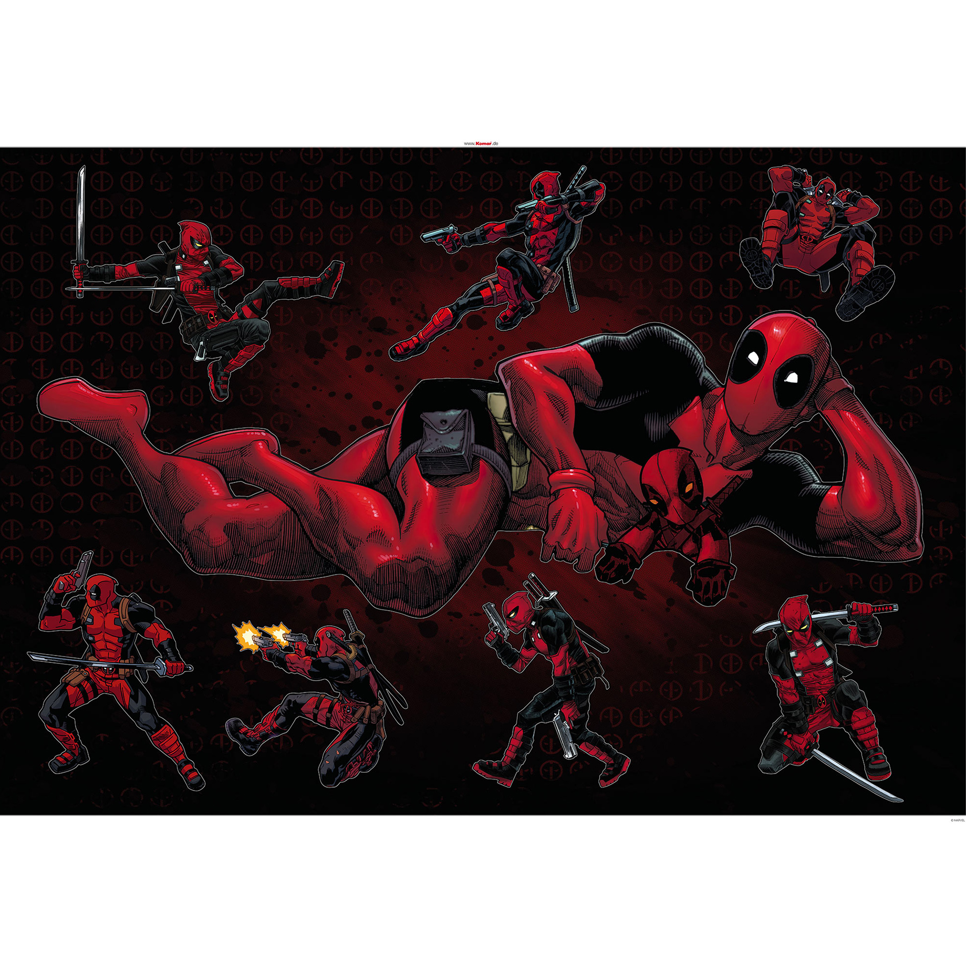Wandtattoo DEADPOOL POSING - schwarz-rot - 100x70 cm