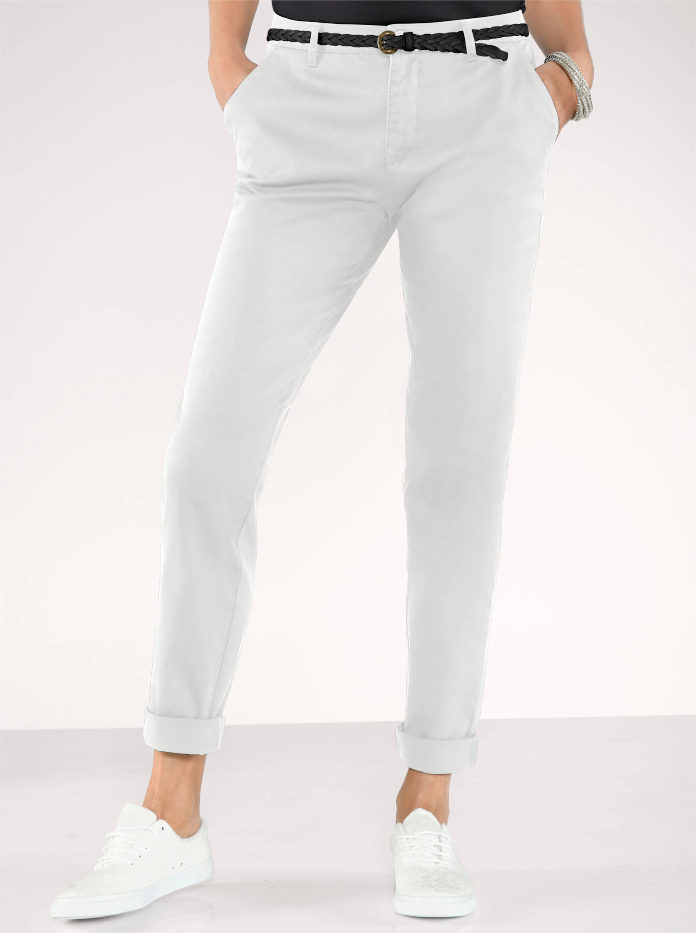 Boyfriend-Hose in weiß
