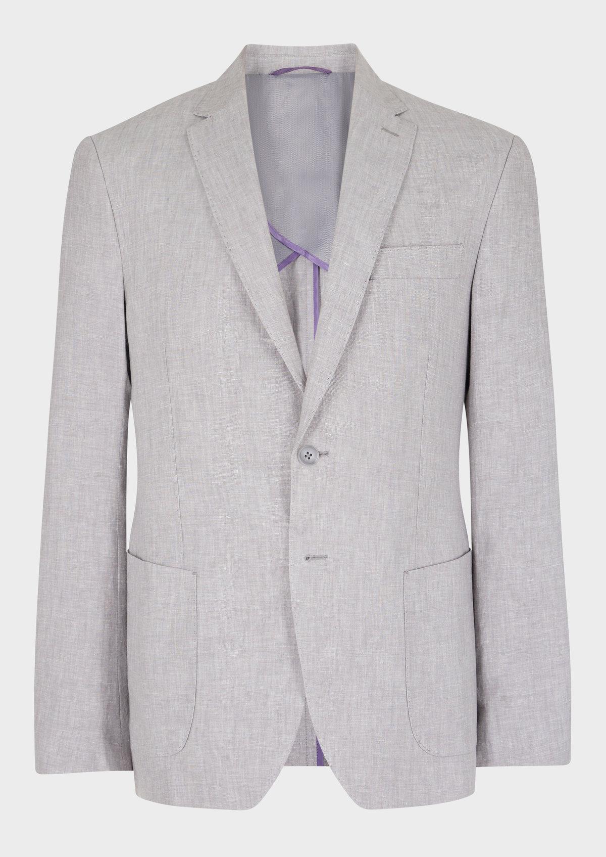Veste coordonnable Regular en lin uni gris perle