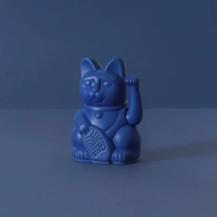 Donkey Vinkende Kat - Maneki-Neko - Mini Lucky Cat Dark Blue Mørkeblå