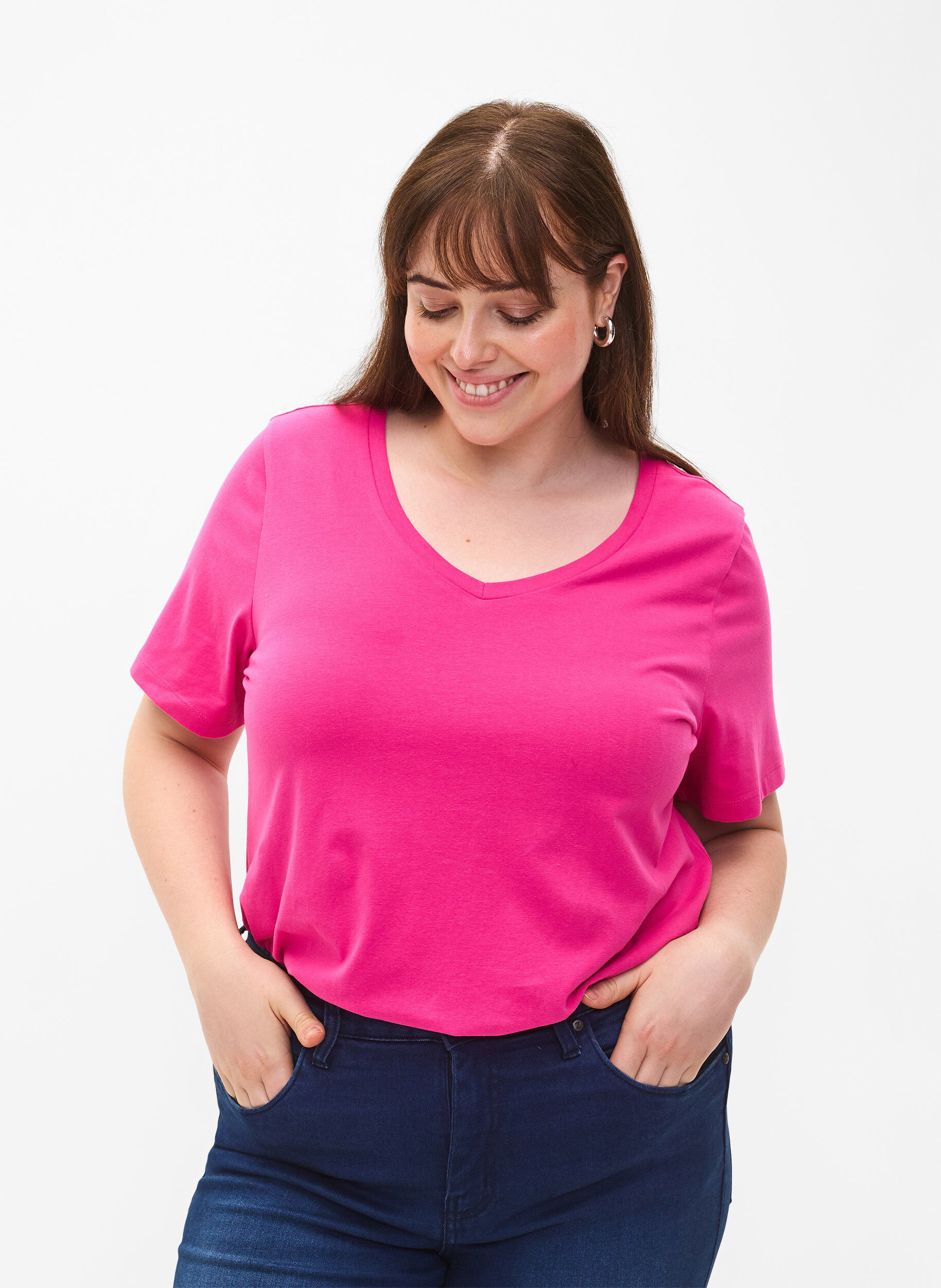 Ensfarvet basis t-shirt i bomuld