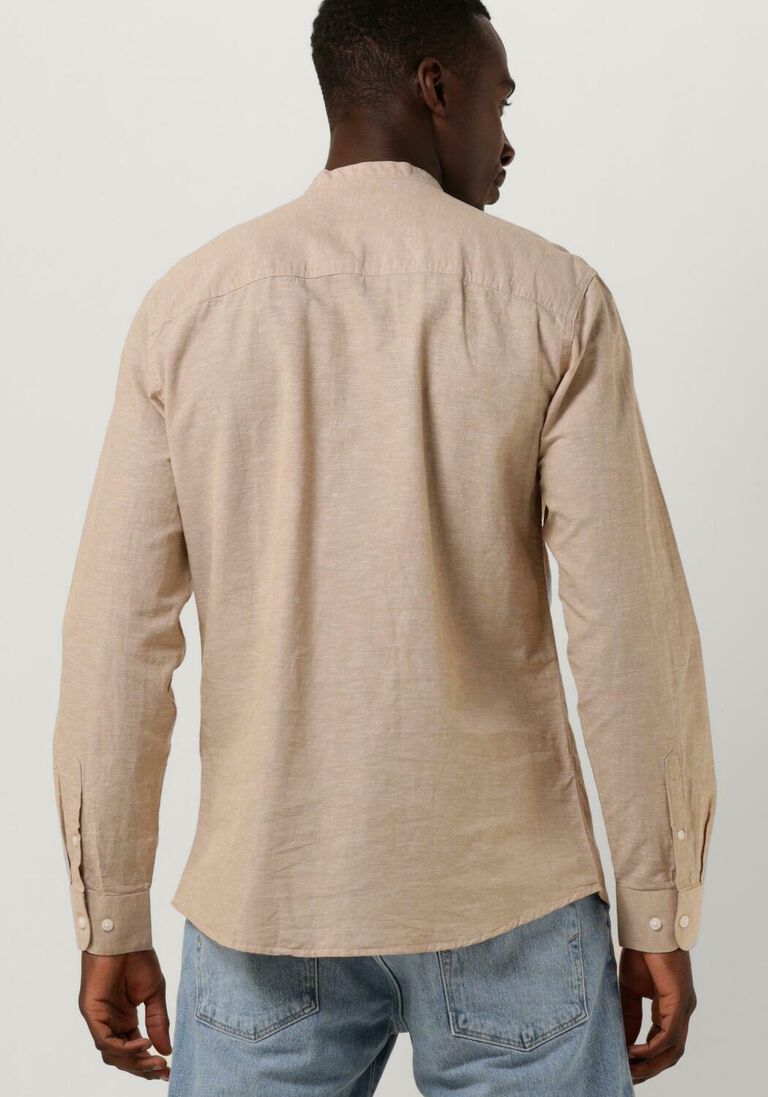 SELECTED HOMME beige selected homme casual overhemd slhslimnew-linen shirt ls band w