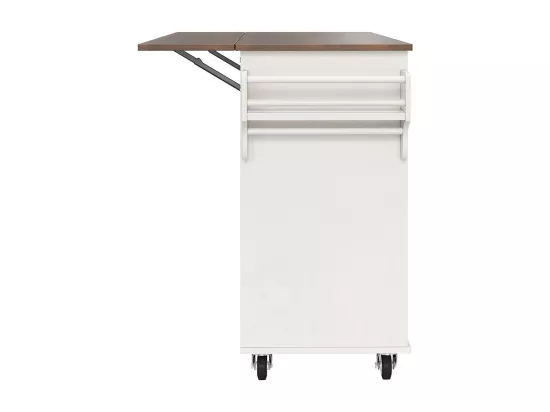 Chariot cuisine portes rayures diagonales amovible porte-serviettes étagère à épices plateau bois blanc