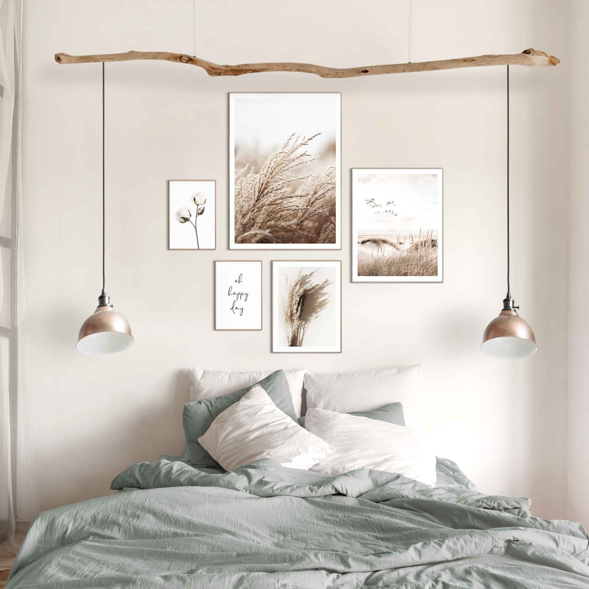 Reinders! Wandbild »Schönen Tag  Happy day - Kraniche - Strand - Trockenblume« 5 Stk. tlg.