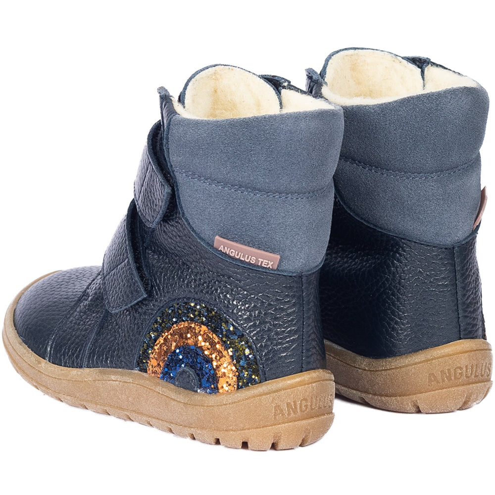 Køb Angulus Navy/Blue Fog/Glitter Tex-Støvle Med Funklende Glitterregnbue