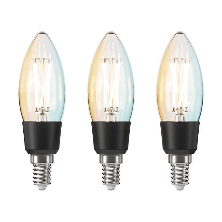 3 ampoules LED connectées Myko E14 flamme à filament 470lm=40W variation de blancs Jacobsen transparent