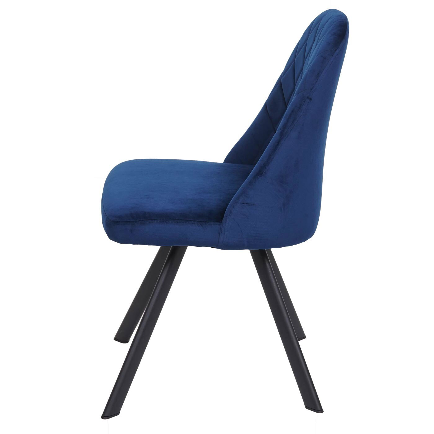 6er-Set Esszimmerstuhl MCW-K25, Küchenstuhl Lehnstuhl Polsterstuhl, Metall Samt ~ blau