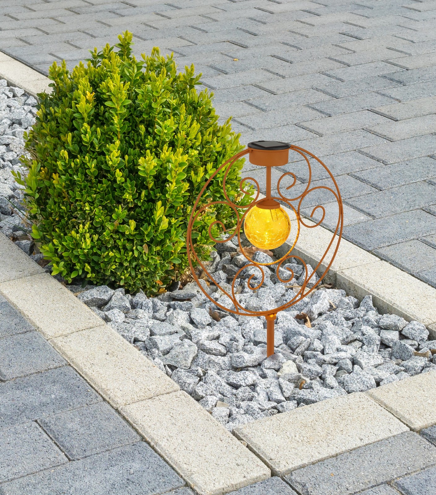 Solarleuchte - rostfarben-amber - Metall - 41 cm hoch