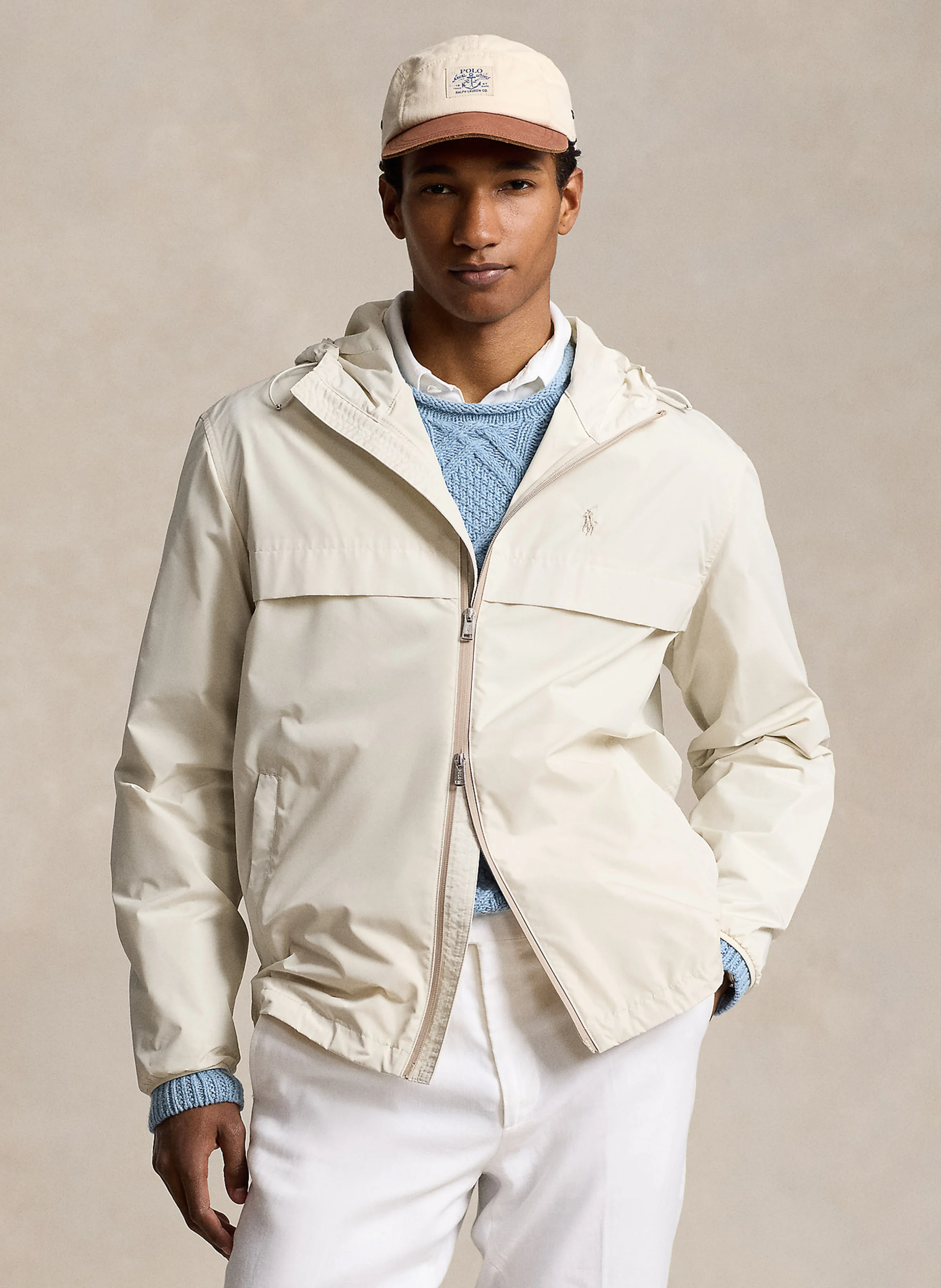 Veste droite col montant | Bleu