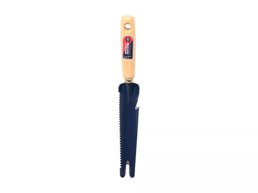 Couteau désherbeur affûté dentelé avec manche en hêtre