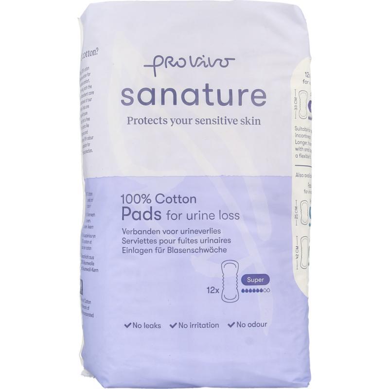 Sanature Incontinentieverband Super Pro Vivo 100% Katoen 12 stuks