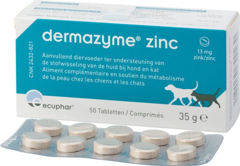 Dermazyme - Zinc - Dierensupplement - 50 Tabletten