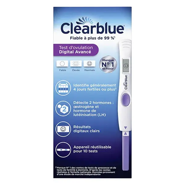 Teste de ovulação digital Clearblue 2 hormônios caixa com 10