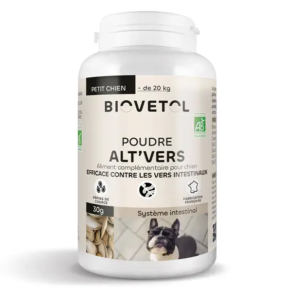 Biovetol - Alimento Saudável - Alt'vers em Pó Orgânico para Cães de Pequeno Porte <20kg - 30g