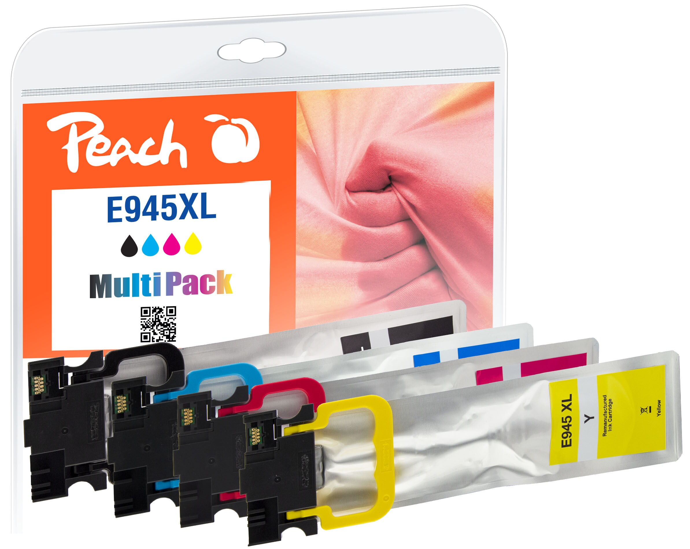Peach E945 XL 4 Druckerpatronen XL (bk, c/m/y) ersetzt Epson No. 945XL, T9451, T9452, T9453, T9454 für z.B. Epson WorkForce Pro WFC 5210 DW (wiederaufbereitet)
