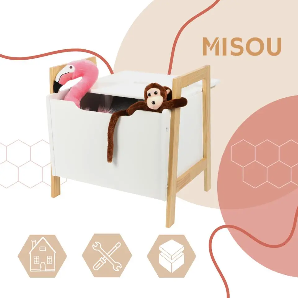 MISOU Opbergbox met Deksel Speelgoed Opberger Speelgoedbak Opbergdoos Wit