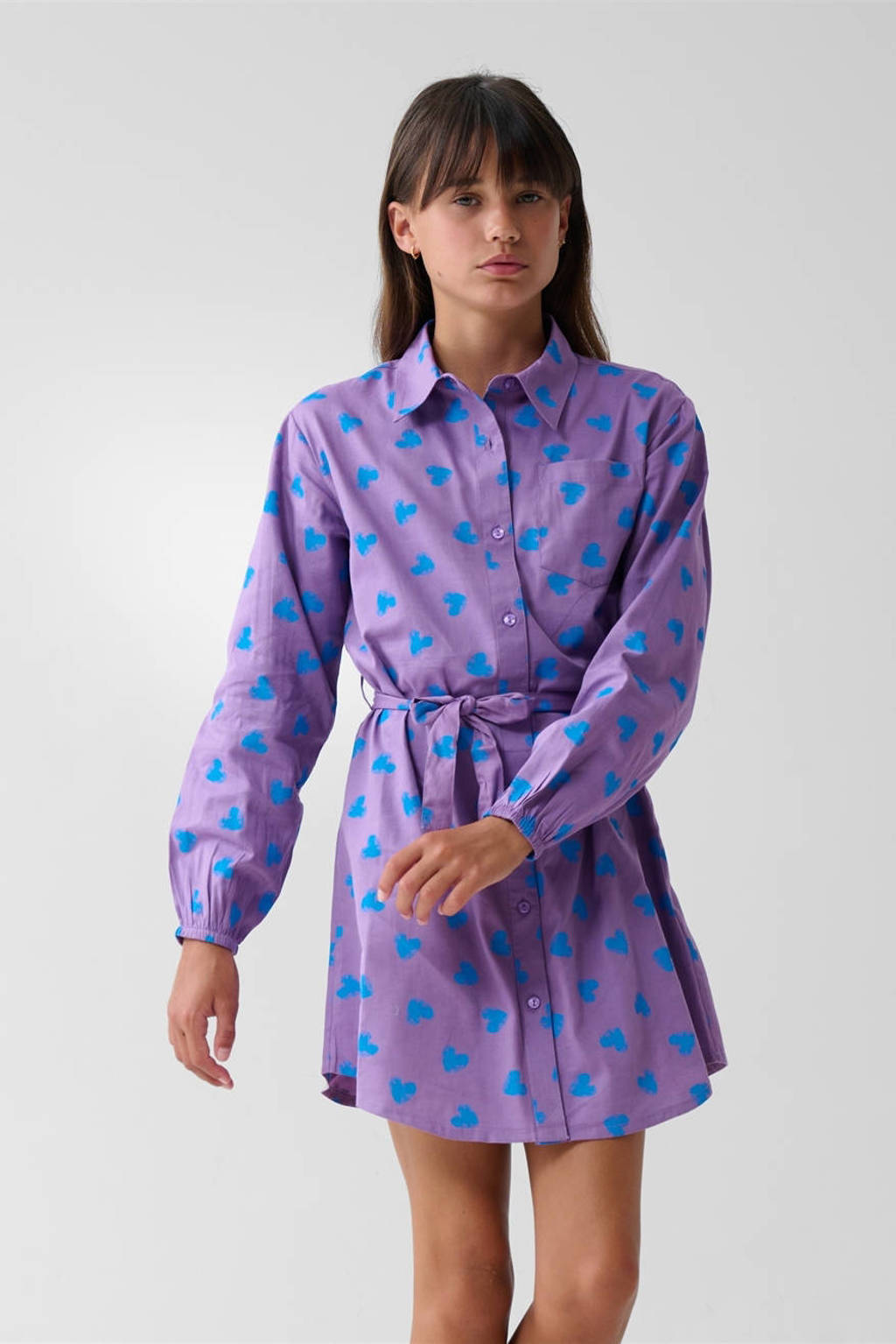 Shoeby blousejurk met hartjes paars/blauw