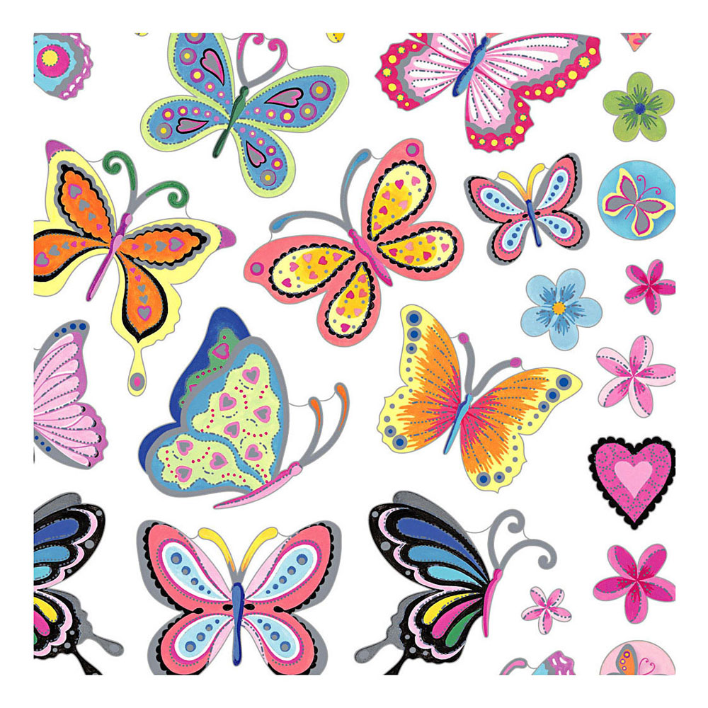 Stickers Bloemen en Vlinders, 1 Vel
