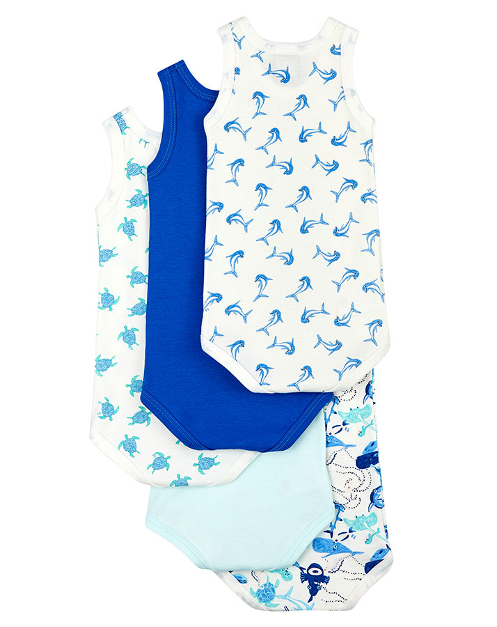 Träger-Body MOND SOUS MARIN 5er-Pack in blau/weiß