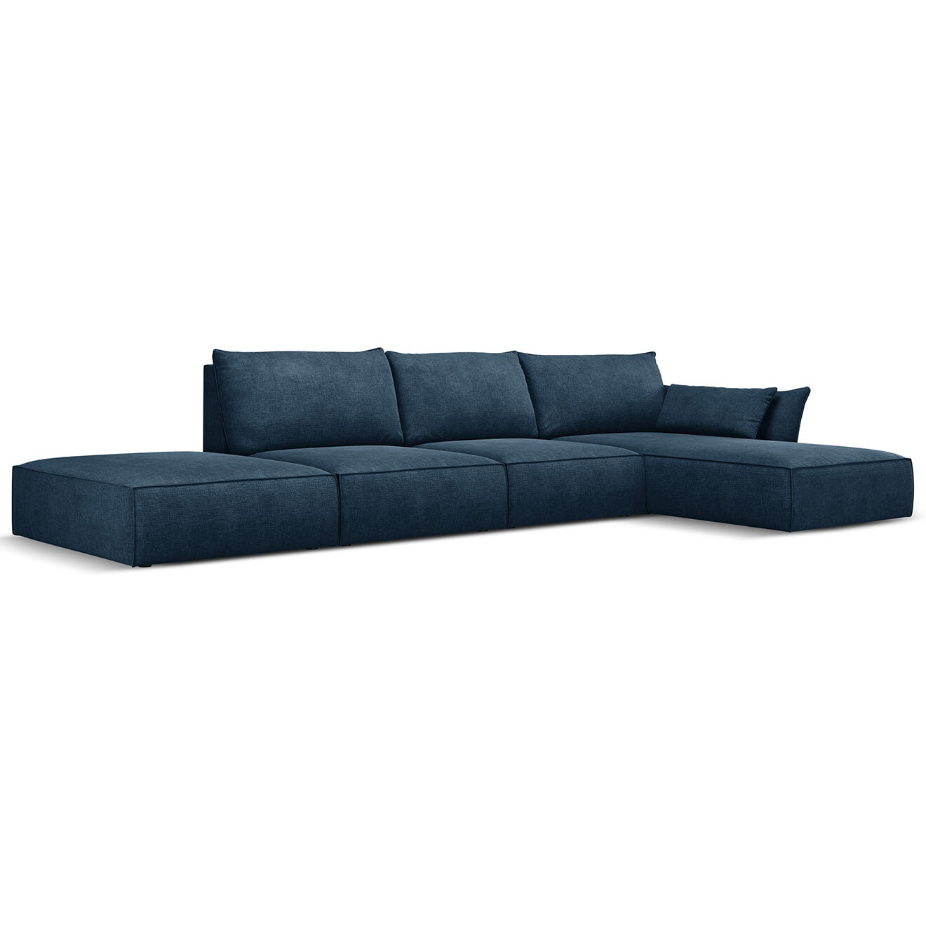 Mazzini Sofas Canapé D'Angle Droit Vanda 5 Places 1 bleu roi - 386x166x85 cm
