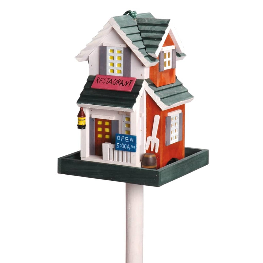 Maison à oiseaux décorative avec support restaurant multicolore