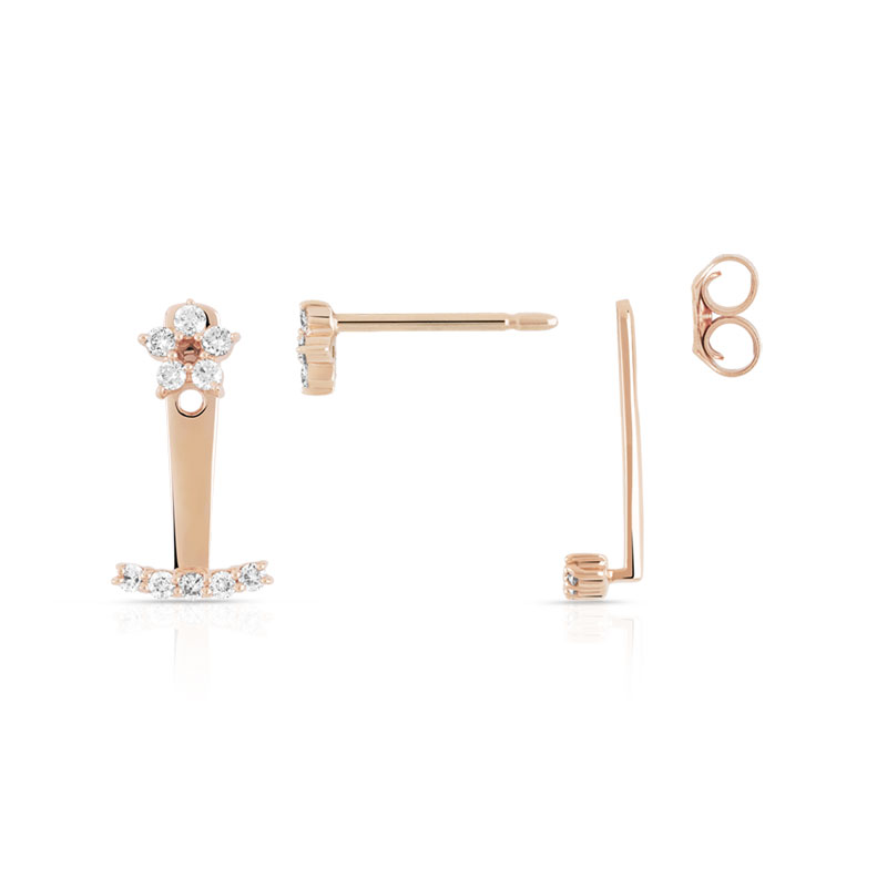 Boucles d'oreilles or 375 rose diamant