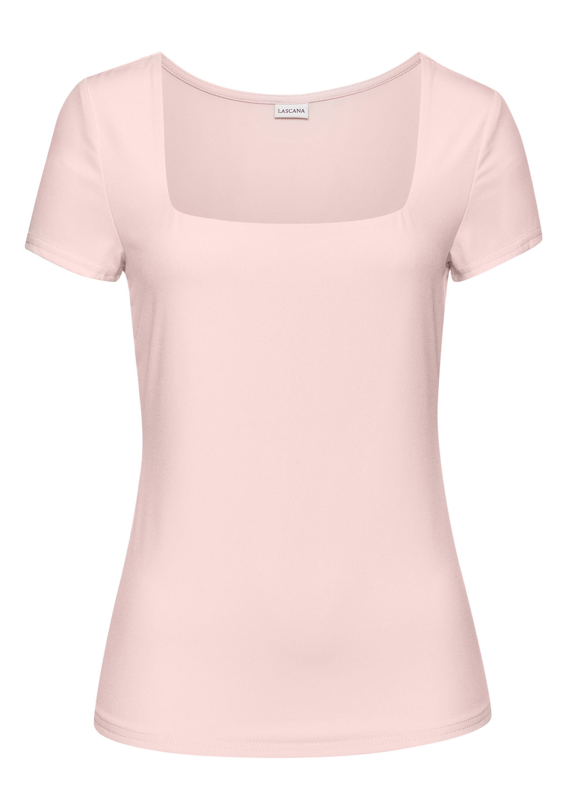 LASCANA T-Shirt , aus bügelfreiem Material, elegantes Kurzarmshirt, doppellagig