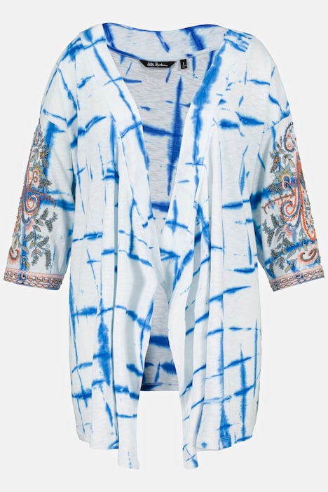 Kimono-Sweatjacke, Karo, offene A-Linie, Langarm