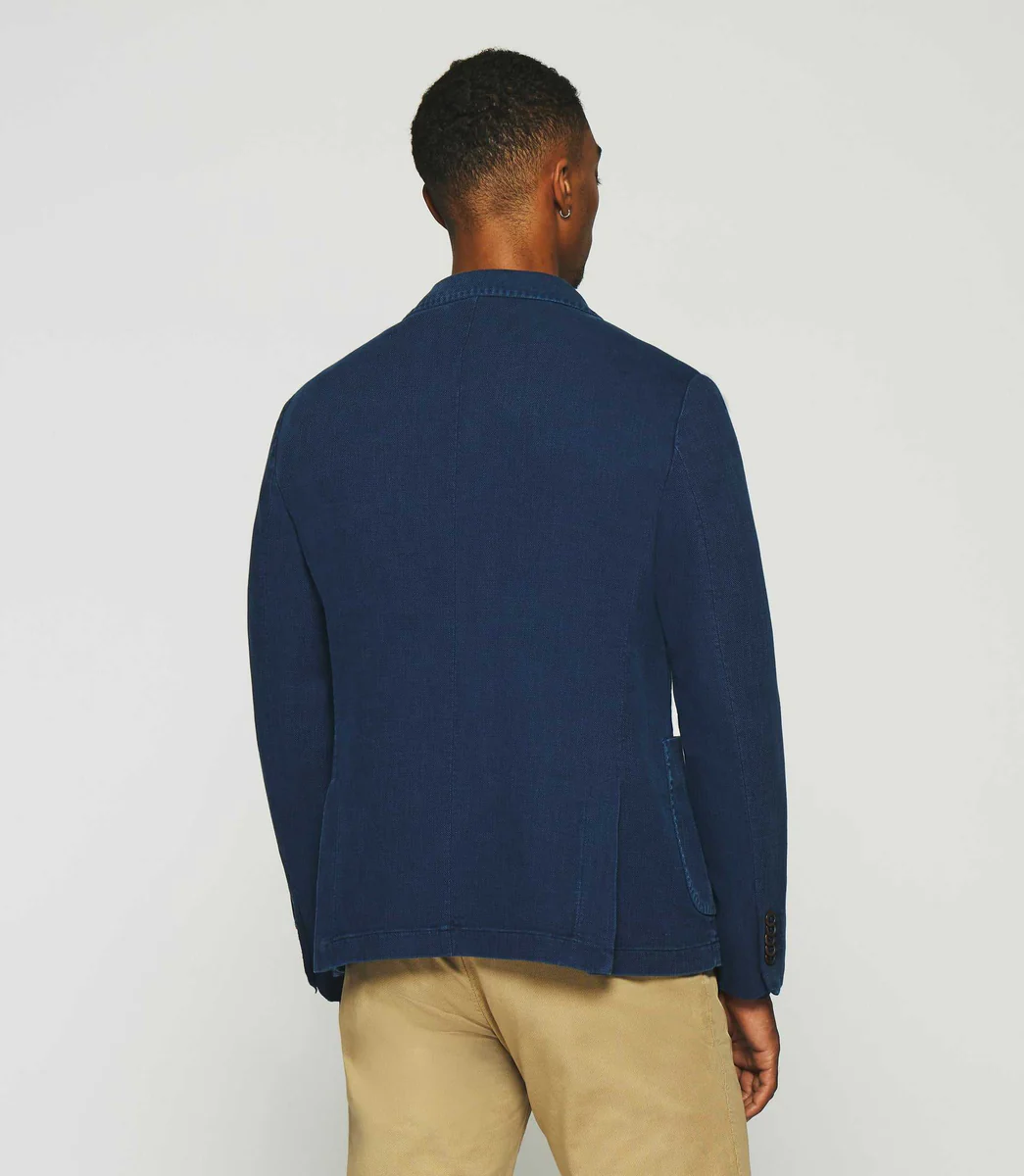 Veste en coton armuré bleu indigo ANDREAS