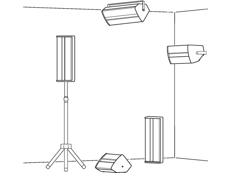 Monacor PAB-308/WS, 2-vejs, Kan monteres i loftet, Gulv, Kan monteres på væggen, Hvid, MDF, Metal, 125 W, 250 W