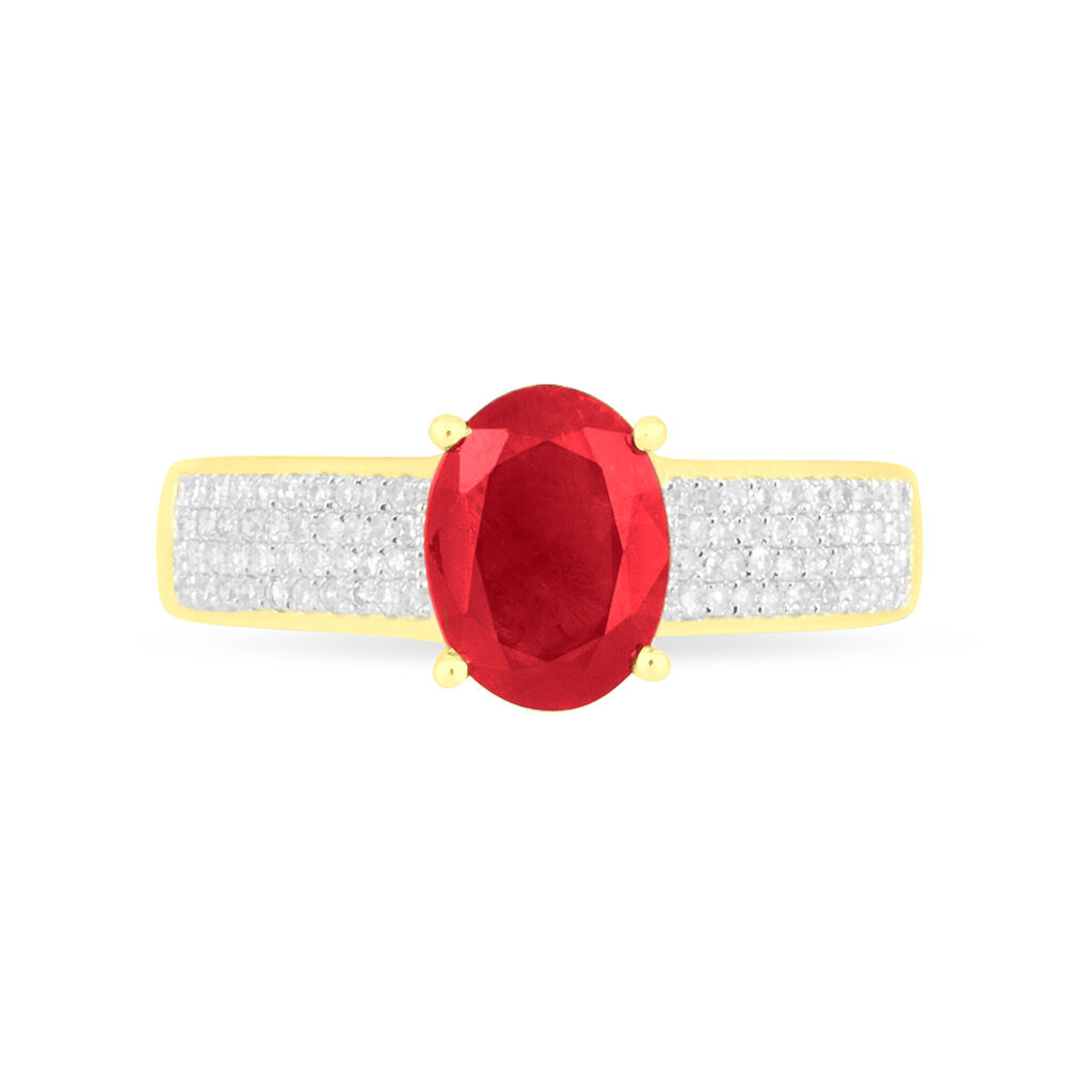 Bague Crista Or Jaune Rubis Et Diamant