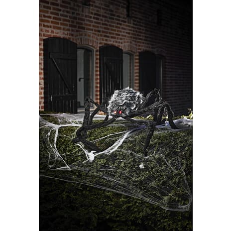 Halloween edderkop med LED Ø: 150 cm - sort og grå
