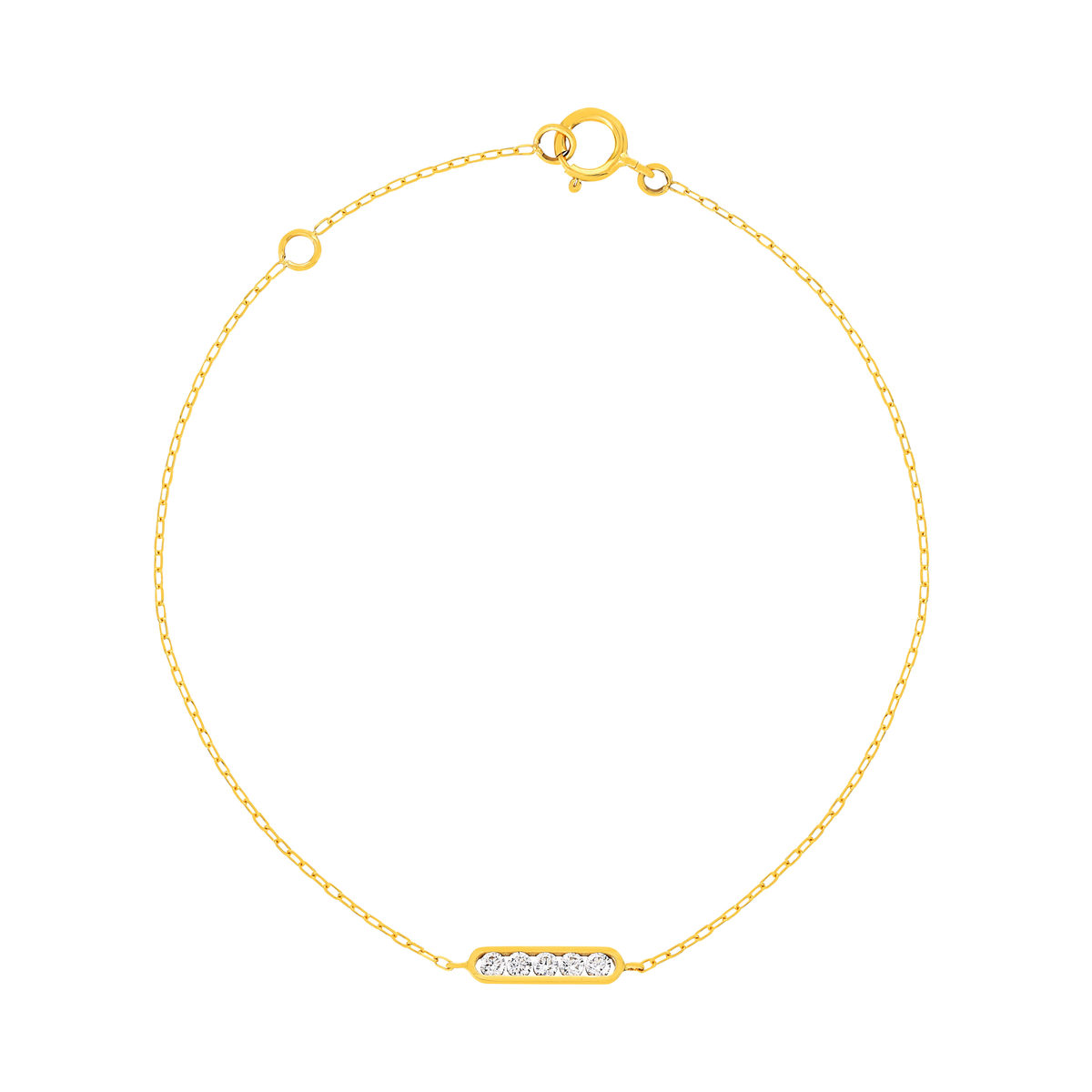 Bracelet or 375 jaune zirconias blancs 18,5 cm