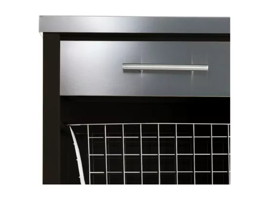 Desserte de cuisine plateau supérieur en Acier Inoxydable - Noir, Inox - 93*48*34cm - CHELSEA