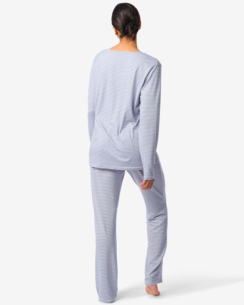 pyjama femme rayé bleu  bleu clair