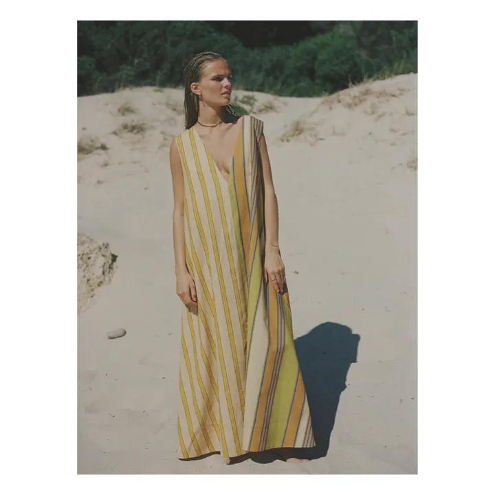 Soleil Soleil Robe Avery Rayures Lin | Marron