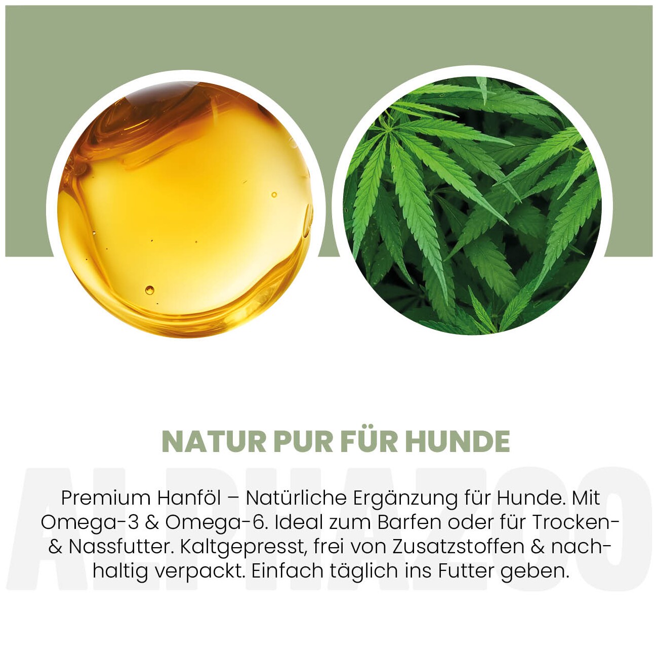 ALPHAZOO Premium Hanföl für Hunde I Entspannung und Fellglanz