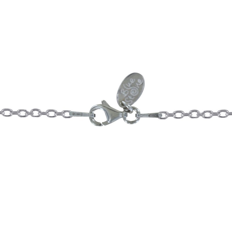 Collier Chaine Argent Rhodié Sept Perles Facettées de Tanzanite et Un Diamant Noir Facettée